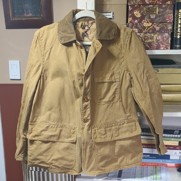 Vintage 1940s 1950s Hettrick Mfg Tan Corduroy Collar Hunting Field